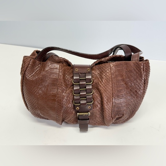 MARTINA CAPONI Brown reptile imprinted leather small shoulder bag - Picture 6 of 11